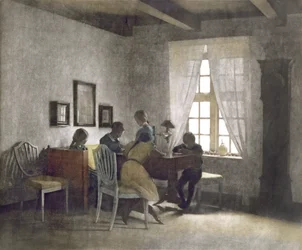 Gyermekek az asztalnál (mezzotint)